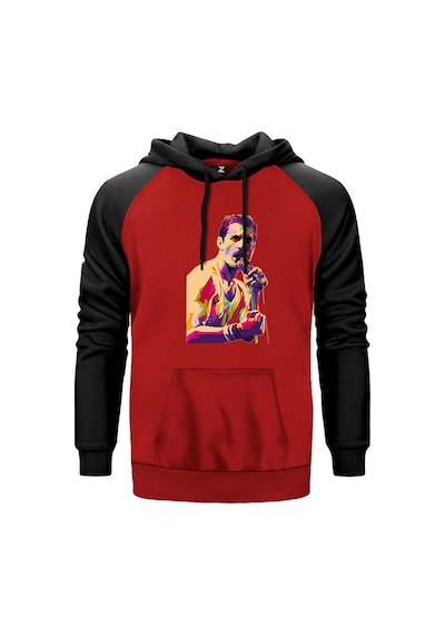 Queen Freddie Mercury Portre Kırmızı Renk Reglan Kol Sweatshirt Kırmızı