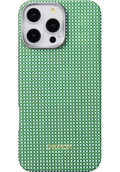 Apple Uyumlu iPhone   16 Pro Kılıf   Magsafe Özellikli Aramid Fiber Pitaka Ultra-slim Classic Serisi Forest Green