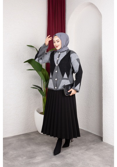 Hira Life Fashion Kadın Önü Düğmeli Şardonlu Cepli Ve Baklava Desenli Triko Hırka Siyah Siyah Hira Life Fashion Kadın Önü Düğmeli Şardonlu Cepli Ve Baklava Desenli Triko Hırka Siyah Siyah