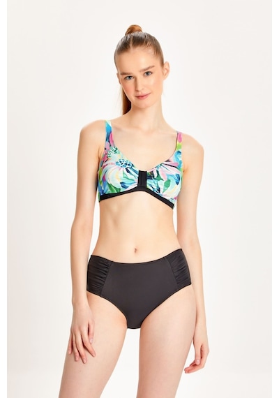Too Salty Swimwear Kadın Desenli Toparlayıcı Yüksek Bel Bikini Takımı 24s125st Siyah
