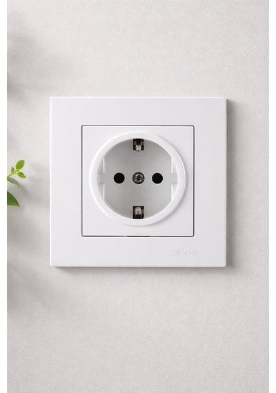 Karen Kar Beyaz Topraklı Priz 12 Adet Elektrik Prizi Modern Tasarım