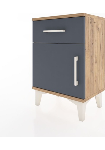 Arges Komodin Tek Raflı Tek Kapaklı 44x30x64 Çam-antrasit Çam