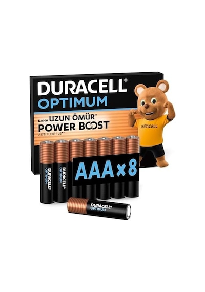 Optimum Aaa İnce Kalem Pil 8 Li Paket - Alkalin Pil 1,5v - Pil Saklama Paketi - Lr03 Mx2400