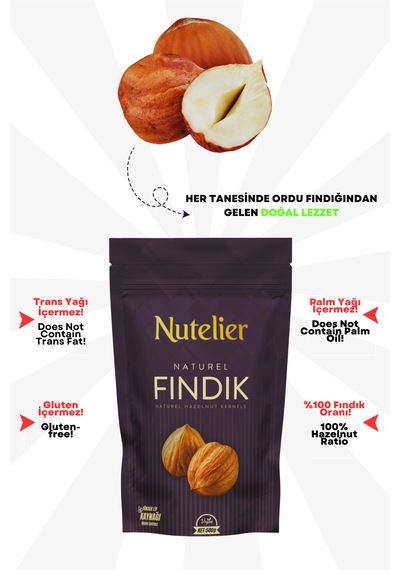 Nutelier Naturel Çiğ Iç Fındık 500 G