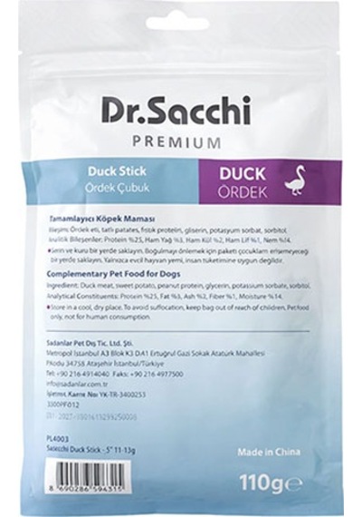 Dr.sacchi Premium Ördekli Çubuk Tahılsız Köpek Ödülü 5 10lu 110 Gr 109-30027.01
