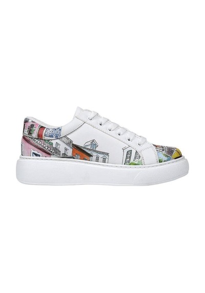Kadın Vegan Deri Beyaz Sneakers - Lisboa Tasarım Beyaz