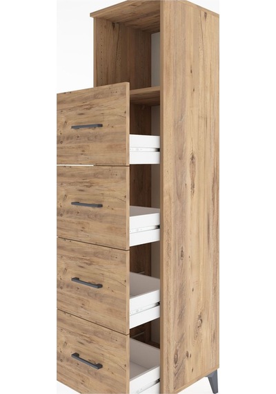 Hyperion Dolap Tek Raflı 4 Çekmeceli 44x44x182 Çam-çam Çam