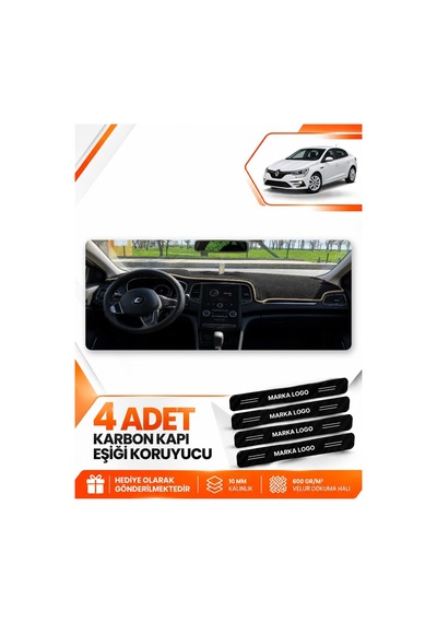 Renault Megane 4 2016-2024 Uyumlu Ön Örtüsü Torpido Koruma Kılıfı Halısı - Siyah Bej