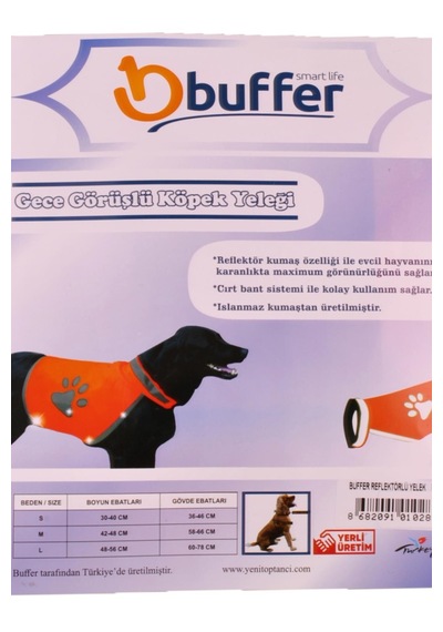 Gece Görüşlü Reflektör Kumaşlı Cırt Cırtlı Köpek Yeleği Medium