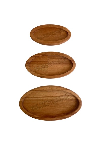 Doğal Ahşap Sunum Tabakları Oval Ahşap Çerez Tabakları Kayın/gürgen 3 Parça