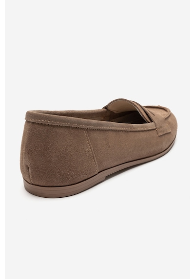 Luvi Shoes F02 Vizon Bej Süet Hakiki Deri Kadın Loafer Ayakkabı