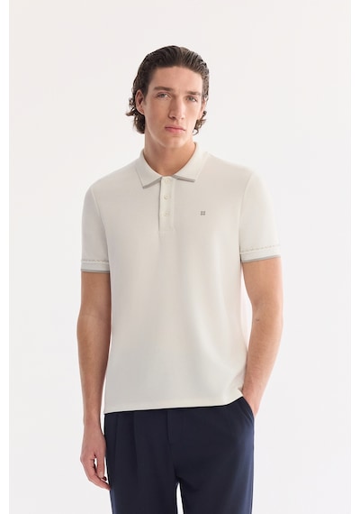 Avva Erkek Ekru Kıvrılmaz Polo Yaka Düğmeli Bi-stretch İnterlok Regular Fit T-shirt A61y1075