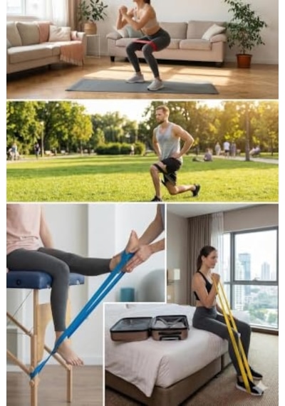 5'li Direnç Bandı Seti Pilates Ve Fitness Egzersiz Lastiği Açık Bej