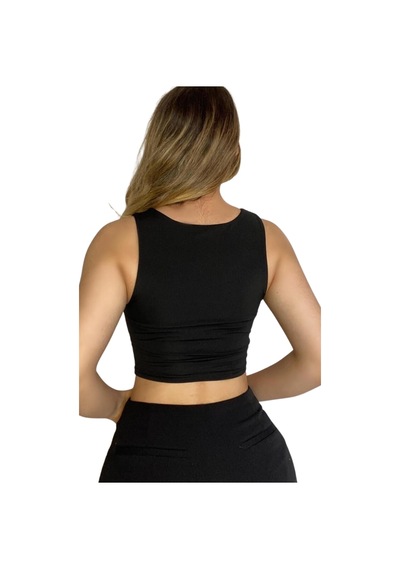 Askılı Crop Bluz-siyah Çok Renkli