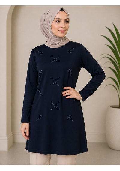 Mutlu City Orta Taş Ve Üzeri Anne Penye Tunik 30644 Lacivert