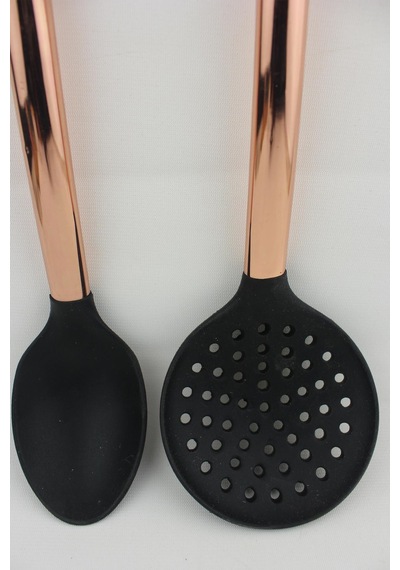 3 lü Silikon Servis Takımı Rose Gold Çelik Sap