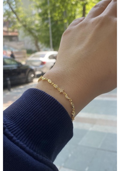 Gümüş Ay Göz Yıldız Ve El Model Taşlı Bileklik Cm46e42d9 Diğer
