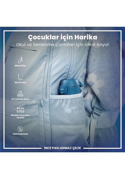 Ion8 - Paslanmaz Çelik Çocuk Suluk - Orman Hayvanları - 400 Ml - Sızdırmaz Çok Renkli
