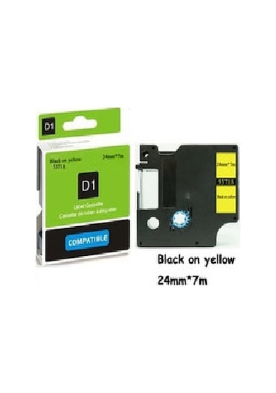 Dymo D1 Serisi Sari Etikete Siyah 53718 24Mmx7M