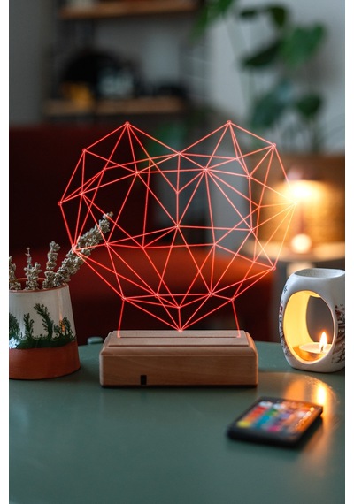 Özel Tasarım 3D Geometrik Kalp Masaüstü Led Lamba