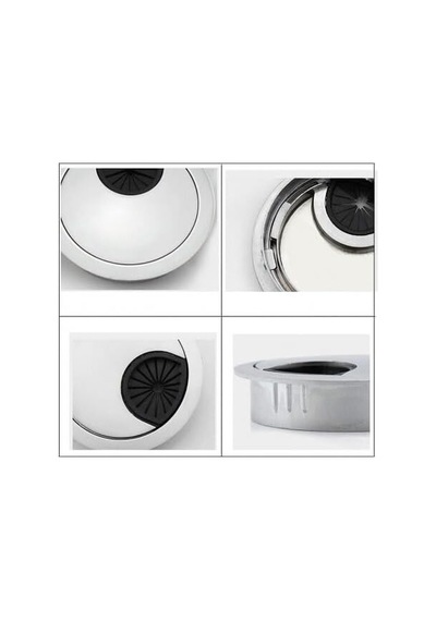 Masaüstü Kablo Kanalı Kanal Kapağı Metal Çap 60 Mm Krom