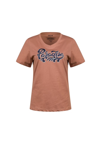 2as Alone Baskılı V Yaka Kadın T-shirt 406 Kahve