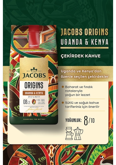 Jacobs Origins Uganda & Kenya Çekirdek Kahve 1 Kg Çekirdek Kahve