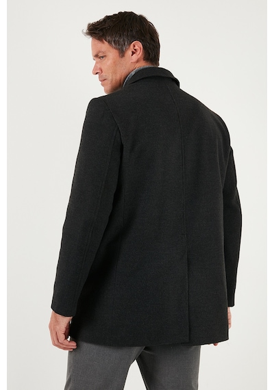 Buratti Slim Fit Apaş Yaka Astarlı Kaşe Erkek Kaban 584K1217 Füme