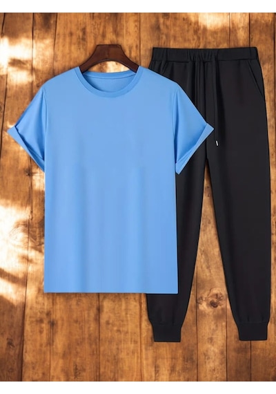 Uyguntarz Unisex Outer Banks Tasarım Basklı Tshirt Eşofman Takımı Bebe Mavi