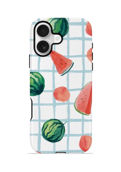 Apple iPhone Uyumlu 16 Vorian Çift Katmanlı Kılıf Watermelon Grid