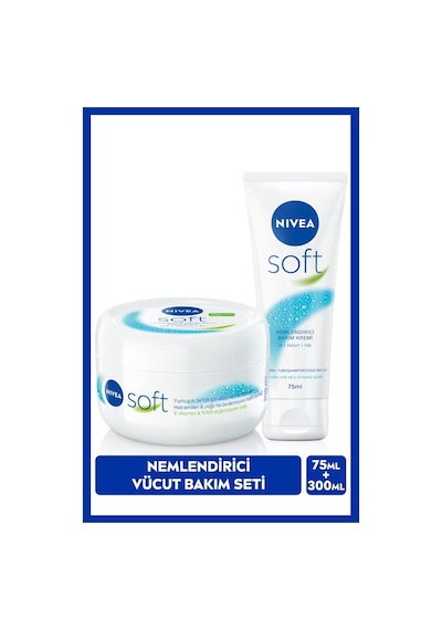 Nivea Soft Nemlendirici Bakım Kremi El Yüz Vücut E Vitamini Yumuşak Cilt Jojoba 300 ML + 75 ML