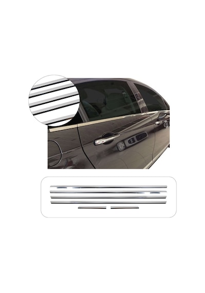 Citroen C5 Uyumlu 2008-2018 Krom Cam Çıtası 6 Parça Paslanmaz Çelik
