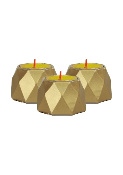Mumluk Şamdan 3 Adet Tealight Uyumlu Poly 1 Küçük Model - Altın