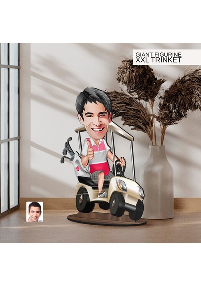 Bk Gift Kişiye Özel Golf Oyuncusu Karikatürlü Büyük Boy Ahşap Biblo-6 Arkadaşa Hediye , Sevgiliye Hediye, Kişiye Özel Biblolar