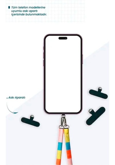 Hippi Eagle Renkli İpli Boyun Askılı Kumaş Telefon Askısı - 110 Cm