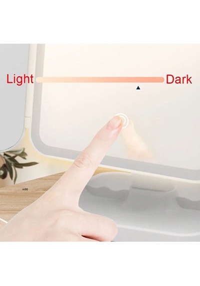 Reoona 3 Panel Katlanır Masa Üstü Ledli Usbli Makyaj Aynası Foksyonel Beyaz Beyaz