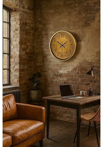 Bronz Nostalji 52 Cm Metal Eskitme Duvar Saati