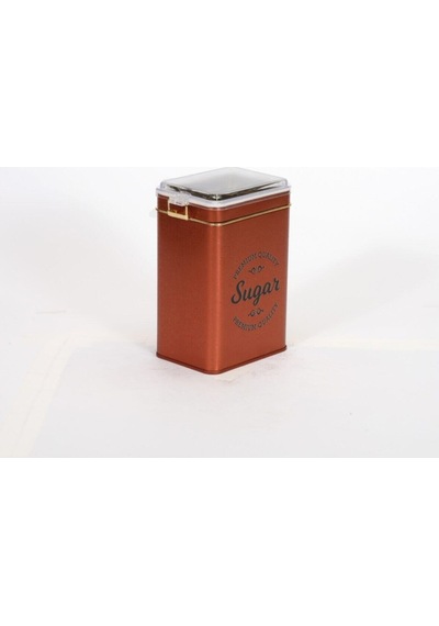 Sn Sugar Copper Desenli Kilitli Kapaklı Dikdörtgen Metal Saklama Kabı 1 L 7.5 x 10 x 15 CM
