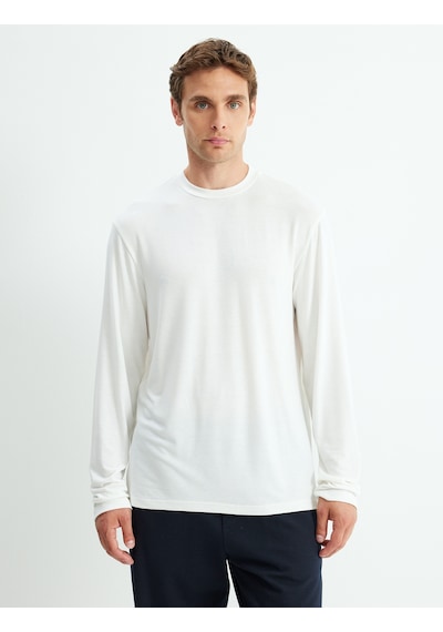 Koton Basic Sweatshirt Bisiklet Yaka Uzun Kollu Ekru 5wam70033ht Ekru