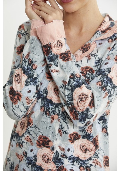 Sementa Yumuşak Dokulu Düğmeli Pijama Takım - Somon Somon