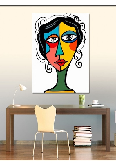 Kanvas Tablo Soyut Yüz Çizimi 50cmx70cm