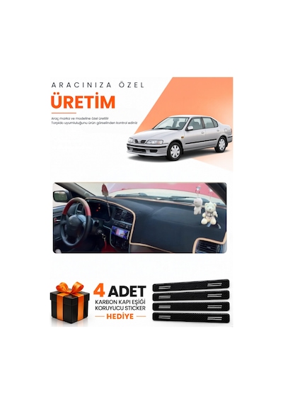 Nissan Primera P11 1996-2000 Uyumlu Torpido Koruma Örtüsü Oto Kılıfı - Siyah Bej