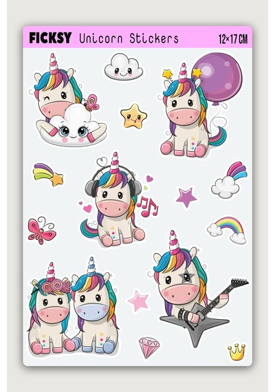 Unicorn Tek Boynuzlu At Sticker Seti - 15 Adet Etiket Çıkartma Diğer
