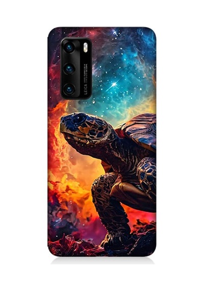 Huawei P40 Uyumlu Galaktik Kaplumbağa Desenli Silikon Kılıf