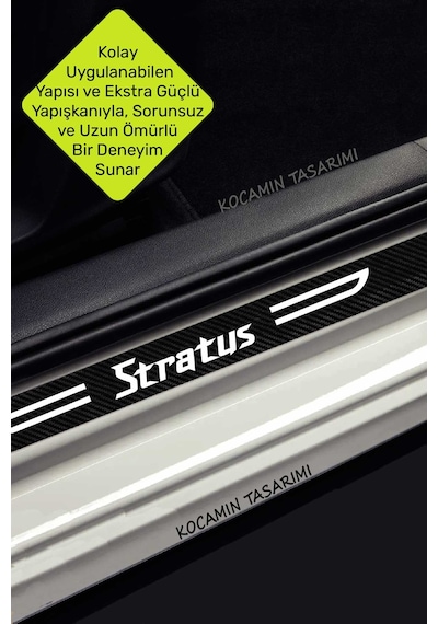 Karbon Kapı Koruma Chrysler Stratus Kapı Eşiği Siyah Beyaz Stratus Yazılı Dekoratif 4 Parça Set