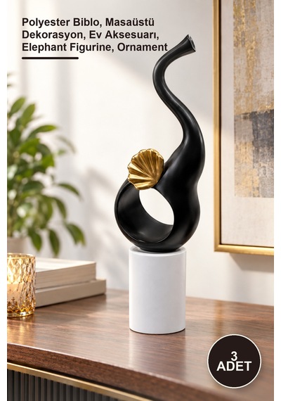 3 Adet Dekoratif Fil Figürü Polyester Biblo, Masaüstü Dekorasyon, Ev Aksesuarı, Elephant Figurine, Ornament