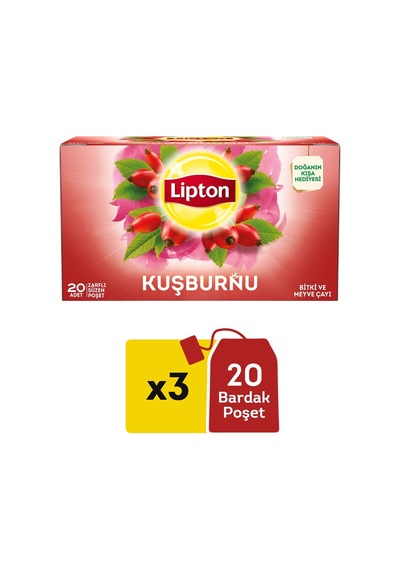 Kuşburnu Çayı Bardak Poşet 20 'li 3 Paket...