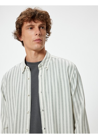 Koton Slim Fit Gömlek Uzun Kollu Düğmeli Yaka Detaylı Pamuk Karışımlı Gri Çizgili 5wam60005hw Gri Çizgili Koton Slim Fit Gömlek Uzun Kollu Düğmeli Yaka Detaylı Pamuk Karışımlı Gri Çizgili 5wam60005hw Gri Çizgili
