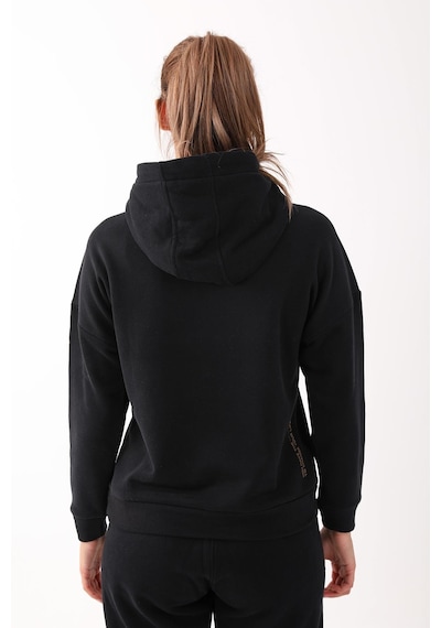 Maraton Sportswear Comfort Kadın Kapşonlu Uzun Kol Basic Siyah Sweatshirt 21475-siyah Siyah