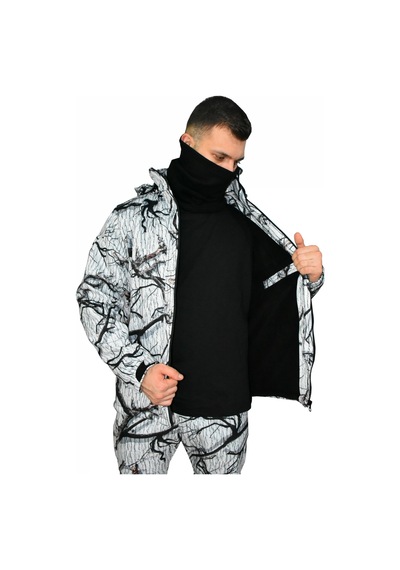 Mysia Outdoor Beyaz Soft Shell Mont Avcı Saz Kar Desen Çift Kat Polarlı Çok Renkli